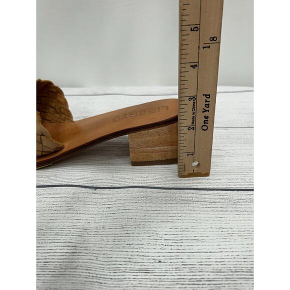 Liberté Santorini Womens Brown Woven Leather Mules Wooden Heel Sandals Size 9 - Picture 10 of 10